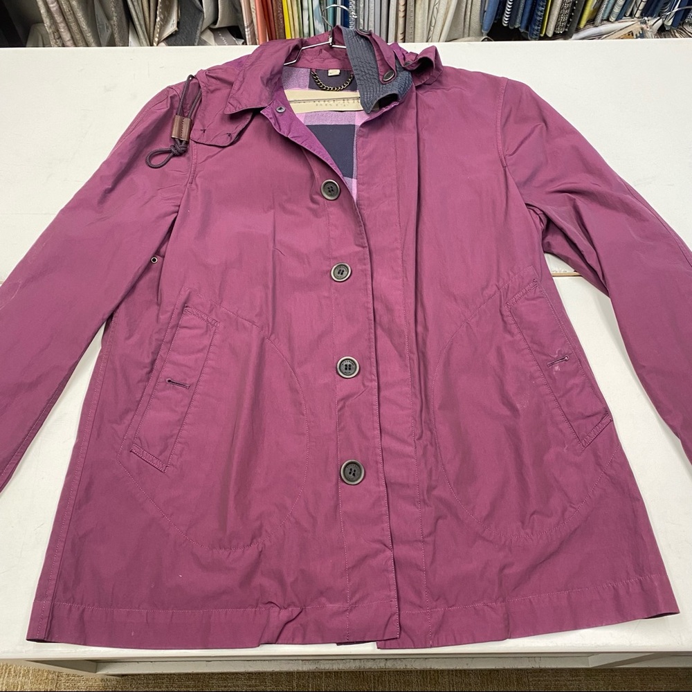 Burberry Brit Purple Raincoat with Removable Hood